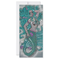 Mermaid in Blue BOOKMARKER!! rack cards by MeadowPixieArts Mermaid in Blue BOOKMARKER!! rack cards