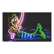 Mermaid in Neon Rectangular Stickers