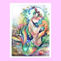 "Mermaid Loves her Seahorse" Poster posters