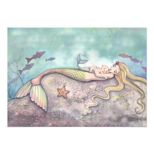Mermaid Lullaby Baby Shower Invitations