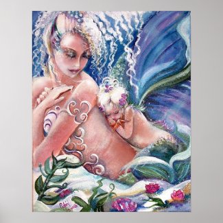 Mermaid Mother & Child Print print