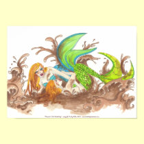 Mermaid Mud Wrestling summer Fantasy art Poster posters