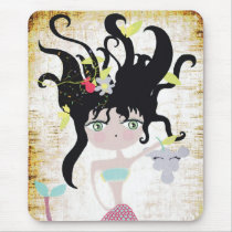 Mermaid mystique swimmer vintage  fairy heavenly mouse pads