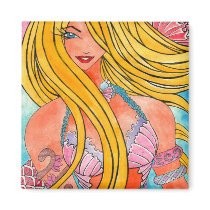 Mermaid Natasha Square Magnet by Elisa Chong magnets