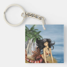 Mermaid on Beach Acrylic Keychain