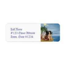 Mermaid on Beach  Address Labels