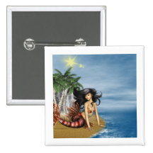 Mermaid on Beach Button
