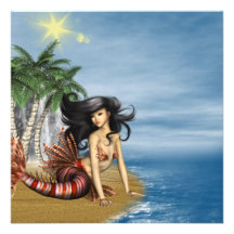 Mermaid on Beach  Invitations