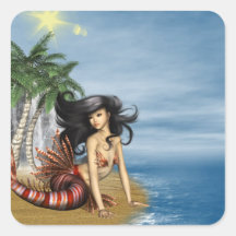 Mermaid on Beach Stickers