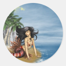 Mermaid on Beach Stickers