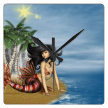 Mermaid on Beach Wall Clock