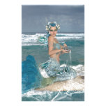 Mermaid on Rock Custom Stationery