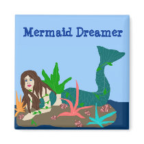 Mermaid on rock, Mermaid Dreamer magnet by marcya7 Mermaid on rock, Mermaid Dreamer magnet