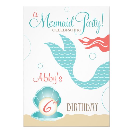 Mermaid Party  |  Birthday Invitations (front side)