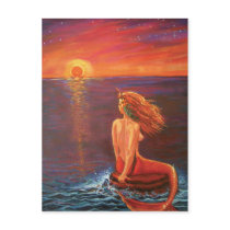 Mermaid Postcard - 'Watching The Sunset' postcards
