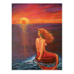 Mermaid Postcard - 'Watching The Sunset'