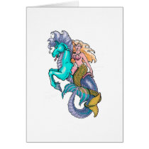 mermaid riding seahorse cards