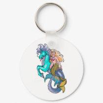 mermaid riding seahorse keychains