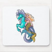 mermaid riding seahorse mousepads