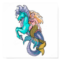 mermaid riding seahorse posters by doonidesigns mermaid riding seahorse posters