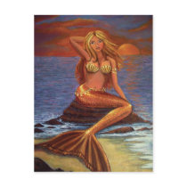 Mermaid Sunset - Postcard by SusanRodio Mermaid Sunset - Postcard