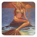 Mermaid Sunset - Square Stickers