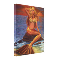 Mermaid Sunset - Wrapped Canvas Print canvas prints