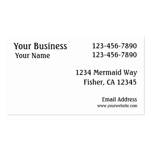 Mermaid symbol black white custom business cards (back side)