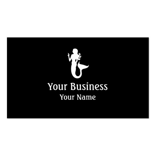 Mermaid symbol black white custom business cards (front side)