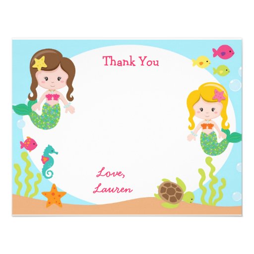 Mermaid Thank You Note Cards