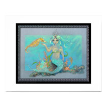 Mermaid & the Seahorse posters by pawtraitart Mermaid & the Seahorse posters