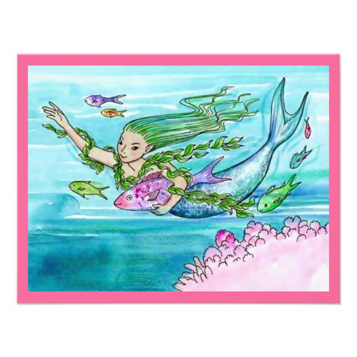 MERMAID THEMED PARTY INVITATION ~ EZ TO CUSTOMIZE (front side)