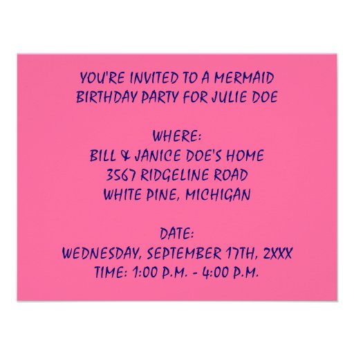 MERMAID THEMED PARTY INVITATION ~ EZ TO CUSTOMIZE