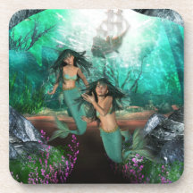 Mermaid Twins  Cork Coasters
