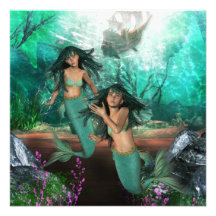 Mermaid Twins  Invitations