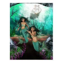 Mermaid Twins Postcard