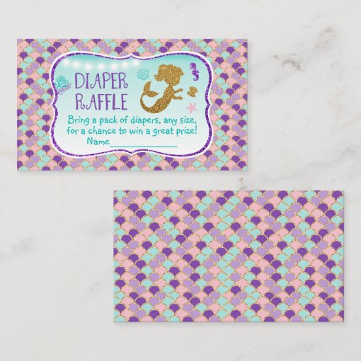 Mermaid Under The Sea Diaper Raffle Tickets Enclosure Card Zazzle