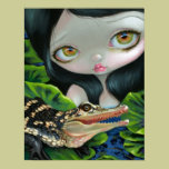 Mermaid with a Baby Alligator ART PRINT big eye posters by strangeling Mermaid with a Baby Alligator ART PRINT big eye posters