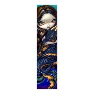 Mermaid with a Black Sea Serpent Art Print dragon print