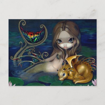 "Mermaid with a Golden Dragon" Postcard