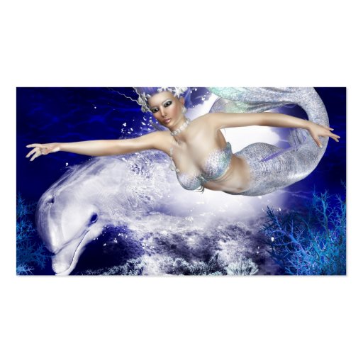 Mermaid with Dolphin Business Cards (back side)