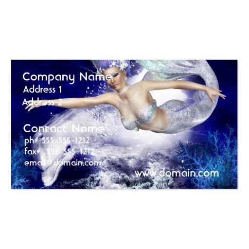 Mermaid with Dolphin Business Cards (front side)