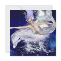 Mermaid with Dolphin Invitations