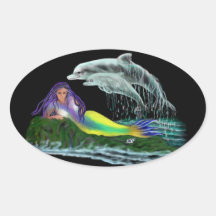 Mermaid with dolphins sticker