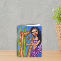 Mermaid With Harp Notecard by artbymar Mermaid With Harp Notecard