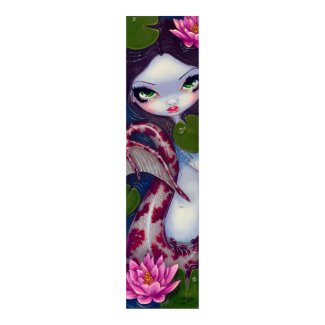 Mermaid with Pink Lotus gothic big eye Art Print print
