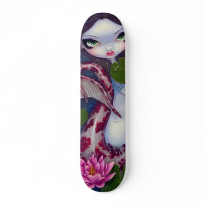 Mermaid With Pink Lotus Skateboard by strangeling