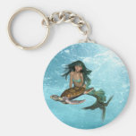 Mermaid with Sea Turtle  Keychain