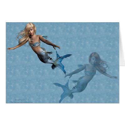 Mermaids 2 greeting cards by Aun_T_A