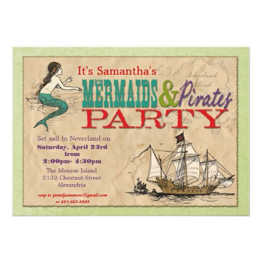Mermaids and Pirates Party Invitation